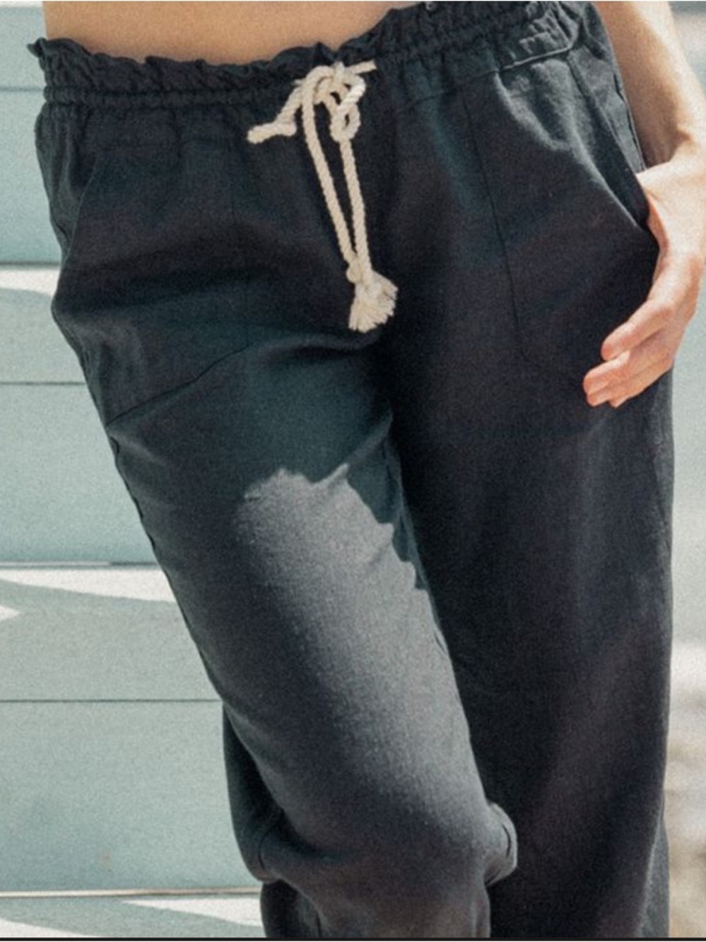 Roxy Black Oceanside Drawstring Pants